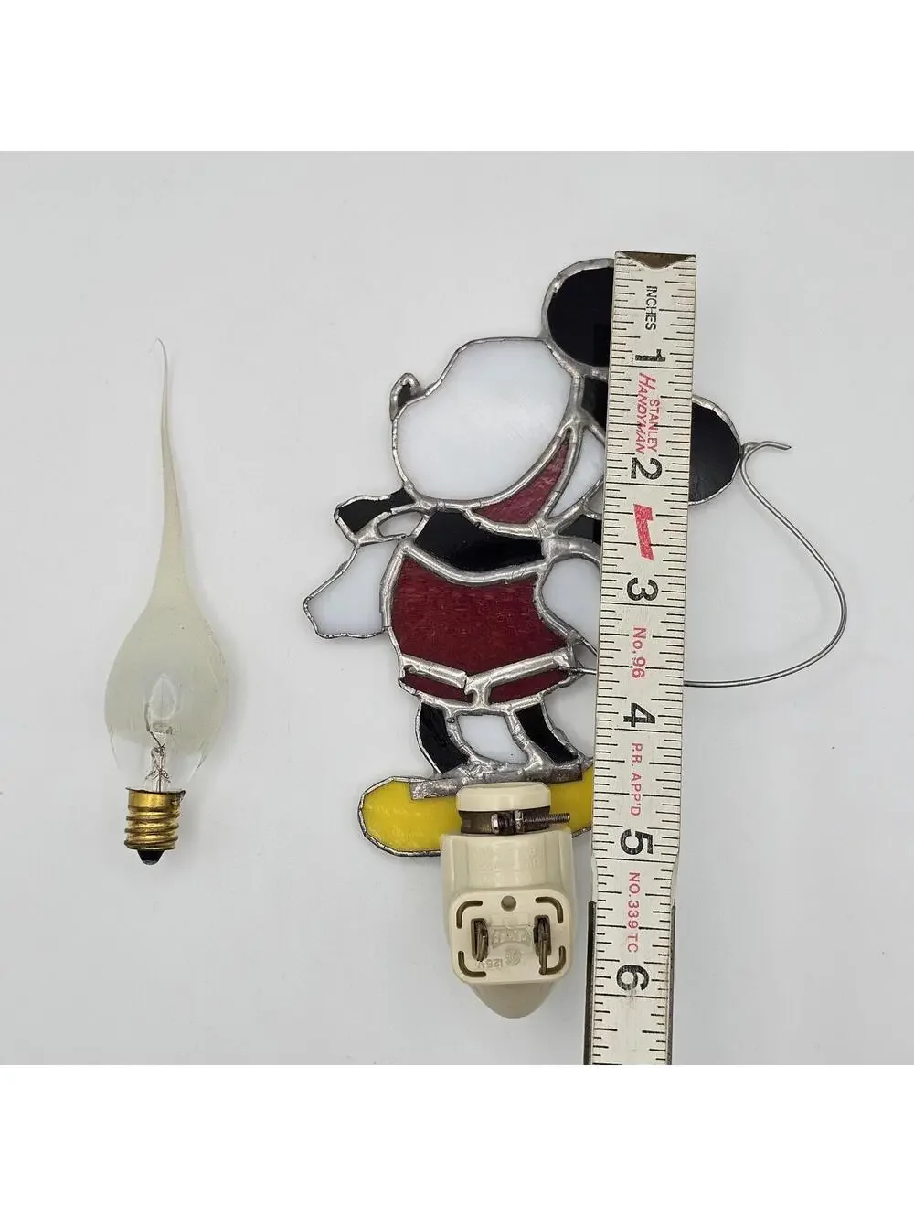 Handmade Mickey Mouse Night Light Stained Glass Style Plug In Vintage Lamp